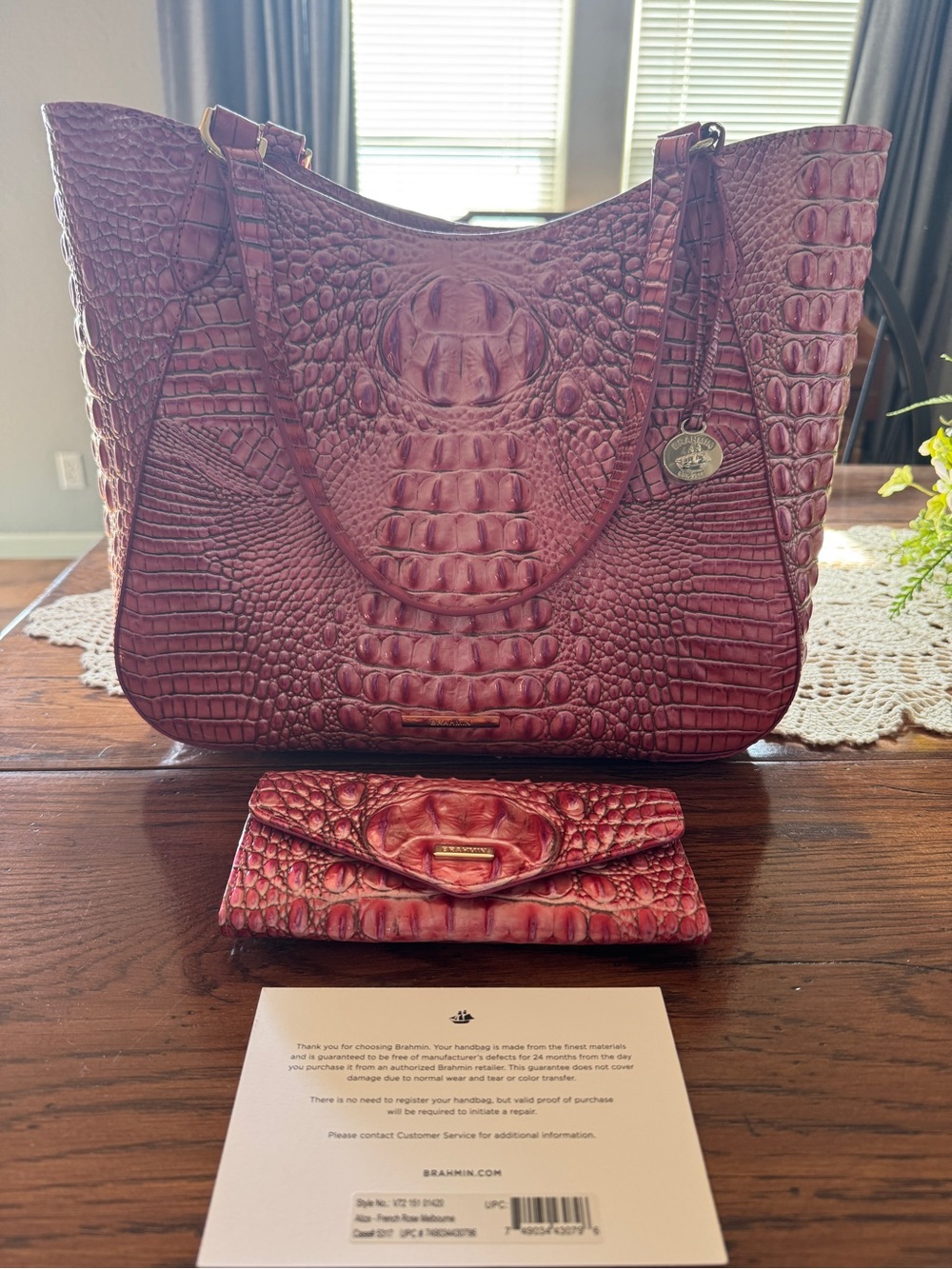 Brahmin Aliza -Embossed Tote with Matching Wallet